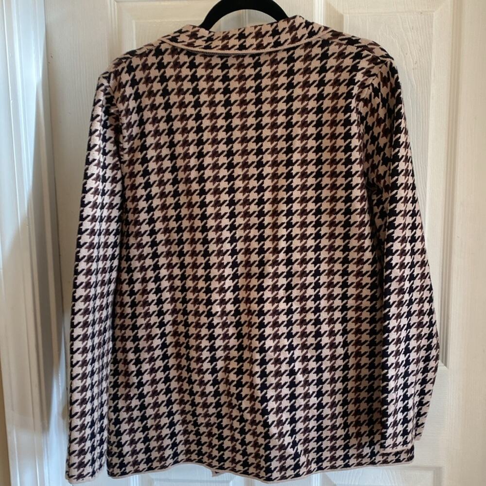Joie women’s L brown black button front houndstooth double breasted jacket - Picture 5 of 6